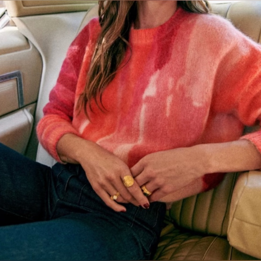 Sezane Pink & Coral Crewneck Sweater - Picture 4 of 9